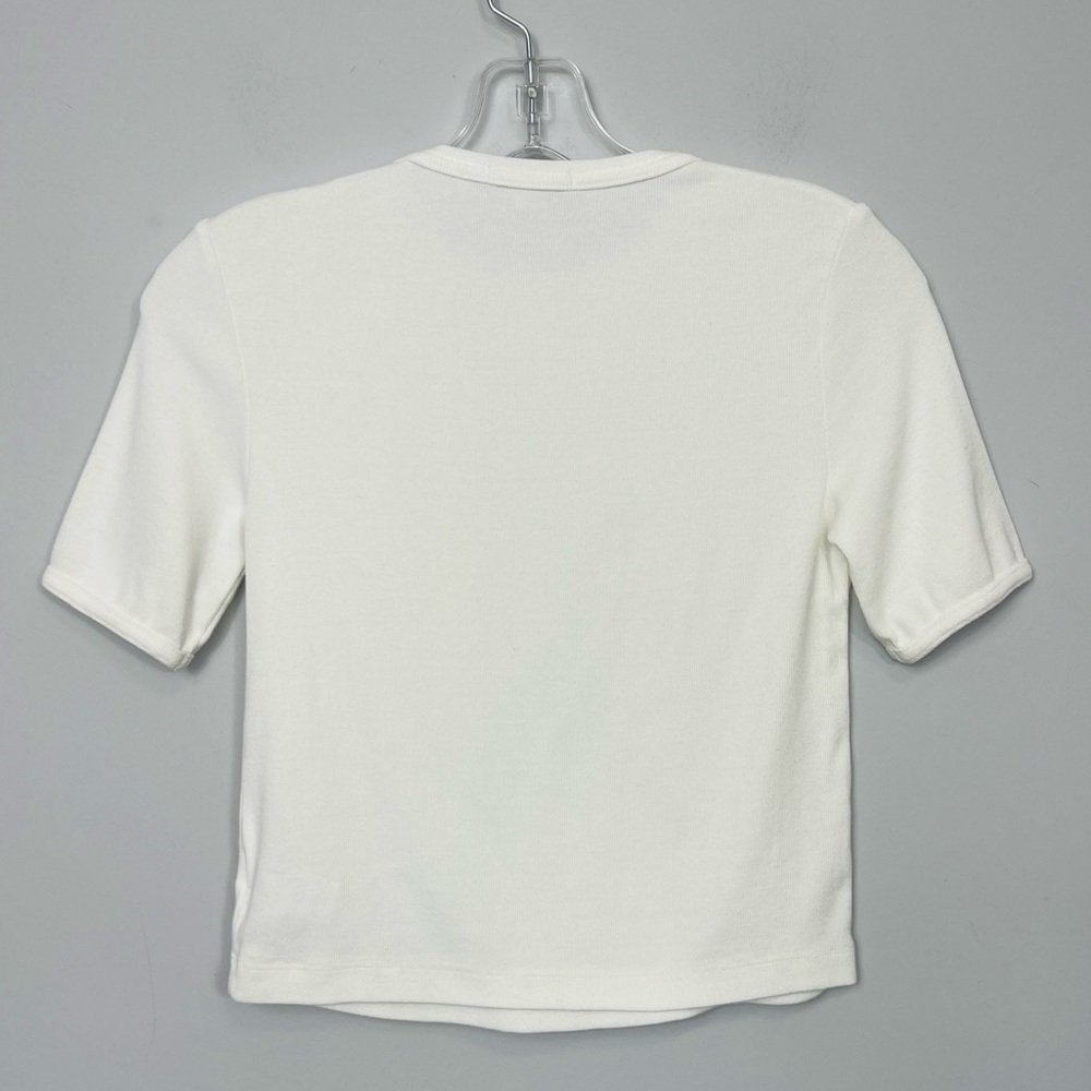 AGOLDE Relaxed Rib Tee In White Crop Crew Neck Basic Minimalist A7084-1096 XS - Picture 6 of 11